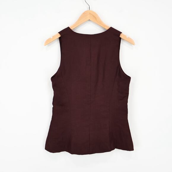 Madewell Linen Scoopneck Cutaway Vest Chocolate Raisin Brown Size 4 NWT - Picture 6 of 8